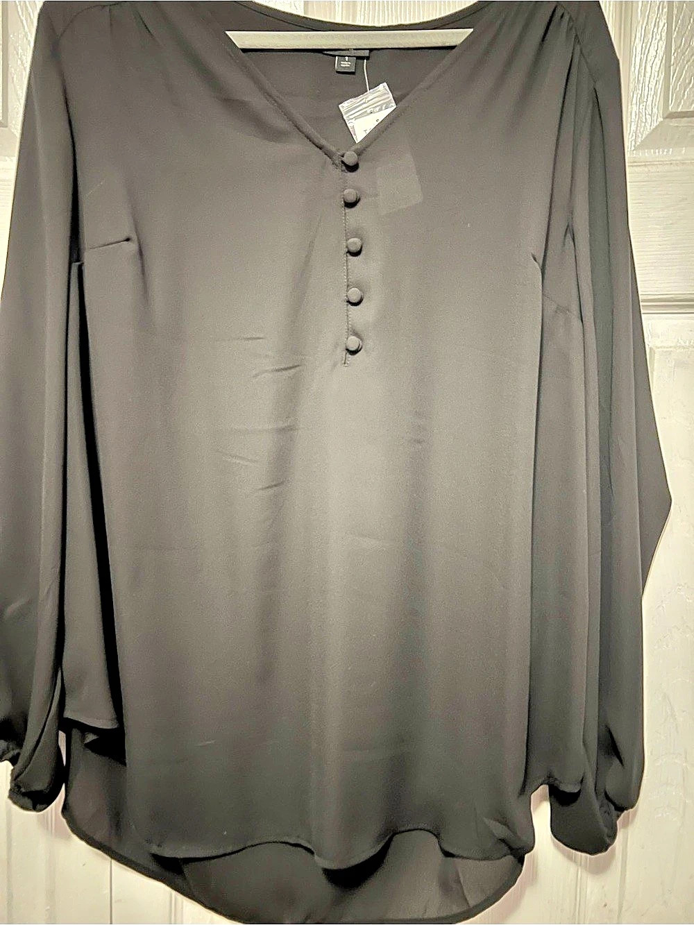 Torrid Harper Georgette Pullover Long Sleeve Tunic Black 1X